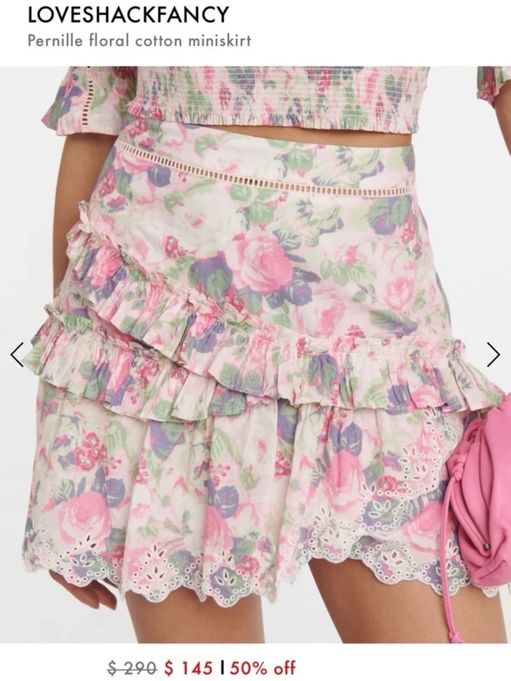 LOVESHACKFANCY Pernille floral cotton miniskirt